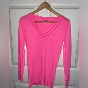 PINK by Victoria’s Secret Hot Pink Thermal Long Sleeve Tee Shirt - Size Small